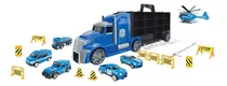 Caminhão Maleta Da Policia 06 Carrinhos E Acessórios Dm Toys