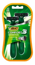 Afeitadora Bic Comfort3 Action Piel Sensible X 2 Afeitadoras