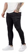 Calça Jeans Super Skinny Masculina Desfiada Com Zíper 
