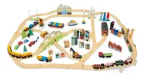 Juguete Pista De Tren Panoramica Tender Leaf Madera Infantil