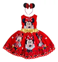 Vestido Disfraz Niña Bebé Mimi Minnie Mouse Fiesta Cumpleaños Estampado 