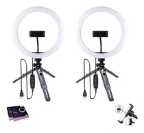 Kit 02 Aros Led 26cm + 02 Trípodes De Mesa + Adaptador