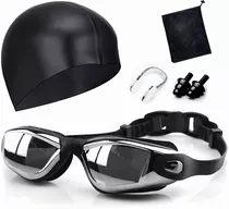 Kit Goggles Natación/gorra/tapones Auditivos/clip De Nariz