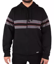 Campera Spt Hombre Con Capucha Negra