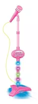 Microfone Infantil Pedestal Som E Luz Rosa Conecta Celular