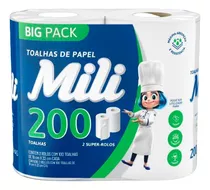 Papel Toalla Cocina Premium Mili 2 Rollos 100 Hojas Pack X4