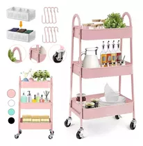 Carrito Organizador Multiusos 3 Niveles Con Ruedas-rosa