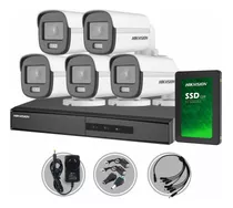 Kit Seguridad Hikvision Dvr 8ch +5 Camara 2mp Colorvu +disco