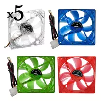 Cooler Fan Led Kit 5 Unid Vermelho Azul Verde 12cm 120mm