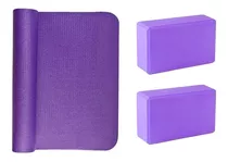 Colchoneta Mat Yoga 6 Mm + 2 Ladrillos Taco Yoga Combo Set