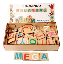 Jogo Educativo Alfabeto Móvel Formando Palavras Mdf Madeira