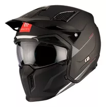 Casco Abierto Moto Mt Streetfighter Solid Negro Mate + Visor