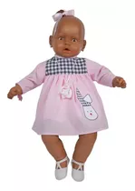 Boneca Estrela Meu Bebê Negro Vestido Rosa 60cm