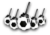 Kit 15 Copos Formato Bola Futebol Com Canudo Lembrancinha