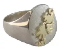 Anillo Sello Plata 925 Oro 18k Islas Malvinas Iniciales Oro