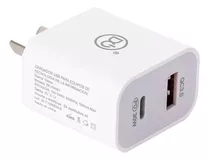 Cargador Ditron Celular Telefono Smartphone Usb + Usb C 30 W Color Blanco