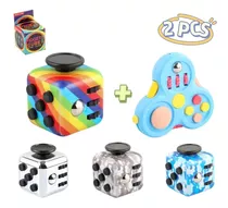 Fidget Cubo Descompresión Rubik's Cube Toy Blue Handle Set
