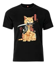 Remera Estampada Varios Diseños Orientalismo Gato Samurai