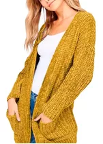 Sweater Cárdigan Chaleco De Mujer Chenille Grueso Colores