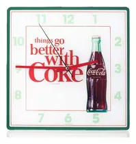 Reloj De Pared Con Diseño Coca Cola Analógico Cuadrado