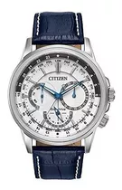 Reloj Citizen Hombre Eco-drive Clasico Con Calendario Color De La Correa Azul Marino Color Del Fondo Blanco