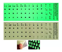 Etiquetas Stickers Parateclado En Español Verde Fluorescente