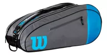 Bolso Raquetero Wilson Team Profesional P/ 6 Raquetas El Rey Color Gris-azul