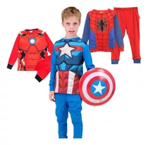 Pijama Niño Spiderman Capitan America Disfraz Original Mg