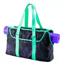 Bolso Deportivo Mujer Porta Mat Colchoneta Para Yoga Reebok Color Verde Agua Semi Estampado