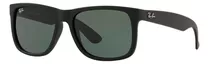 Anteojos De Sol Ray-ban Justin Classic Rb4165l Large, Diseño Cuadrado, Color Negro Con Marco De Nailon Color Negro Mate, Lente Transparente/negra De Policarbonato Clásica, Varilla Negra Mate De Nailon