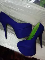 Zapatos De Tacón Alto 16cm Azul Talla 10 Leer Descripción 