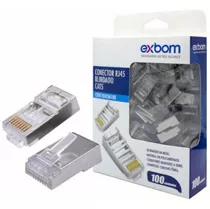 Kit 100conector Rj45 Cat5 8p8c Gigabit Ethernet A Ouro Exbom