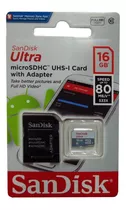 Memoria Micro Sdhc Sandisk 16gb Clase 10 Con Adaptador Nuevo