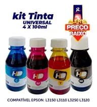 Kit Tinta Universal Quality Hd Compatível Hp - Canon 4x100ml