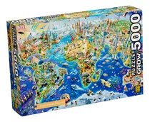 Quebra Cabeça Puzzle 5000 Peças Mapa Múndi Turístico Grow