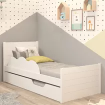 Bicama Infantil Solteiro Bibox 100% Mdf Cama Auxiliar Uli Cor Branco