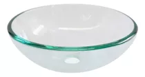 Lux Sany Ovalin-04 Lavabo Cristal Templado 31cm Con Bisel Acabado Transparente Color Verde Agua