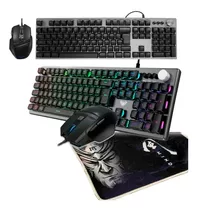 Kit Teclado Rgb E Mouse Gamer 7 Botões 4800 Dpi + Mousepad Cor Do Mouse Preto Cor Do Teclado Preto