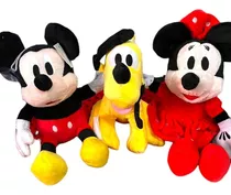 Kit Bonecos De Pelucia Mickey Minnie É Pluto Musicais 27cm