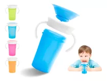 Vaso Mágico Bebe 360° Antivuelco Antiderrame Asas Tapa 280ml