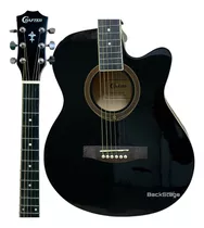 Violão Crafter Acustico Aço Com Cutway Cor Mini Jumbo Preto Brilhante