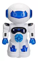 Robô Com Sensor De Movimento Luz E Som Bq-053 Etitoys Cor Branco/azul