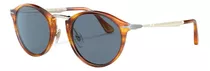 Óculos De Sol Persol Po3166s Standard Armação De Acetato Cor Marrom, Lente Azul-claro De Cristal Clássica Haste De Metal