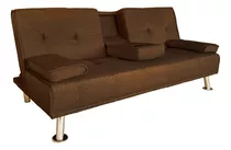 Sofa Cama Sillon Juego De Living Reclinable Posavaso Negro Color Marrón