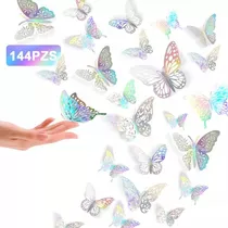 144pcs Mariposas Decorativas 3d Pared Colore Metalicos Hueco