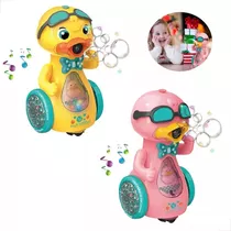 Pato Patinho Brinquedo Kids Solta Bolhas Anda C/ Luzes E Som