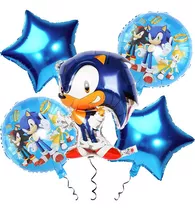 Kit C/5 Balão Metalizado Sonic Game Festa Infantil Decoração