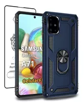 Funda P/ Samsung Galaxy A71, Anillo Metal Uso Rudo + Cristal