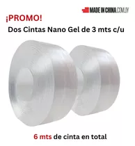 2 Cintas De Nano Gel Lavable Doble Faz Transparente 6 Metros