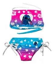 Biquini  Infantil Lilo & Stitch Corações Degrade Moda Praia